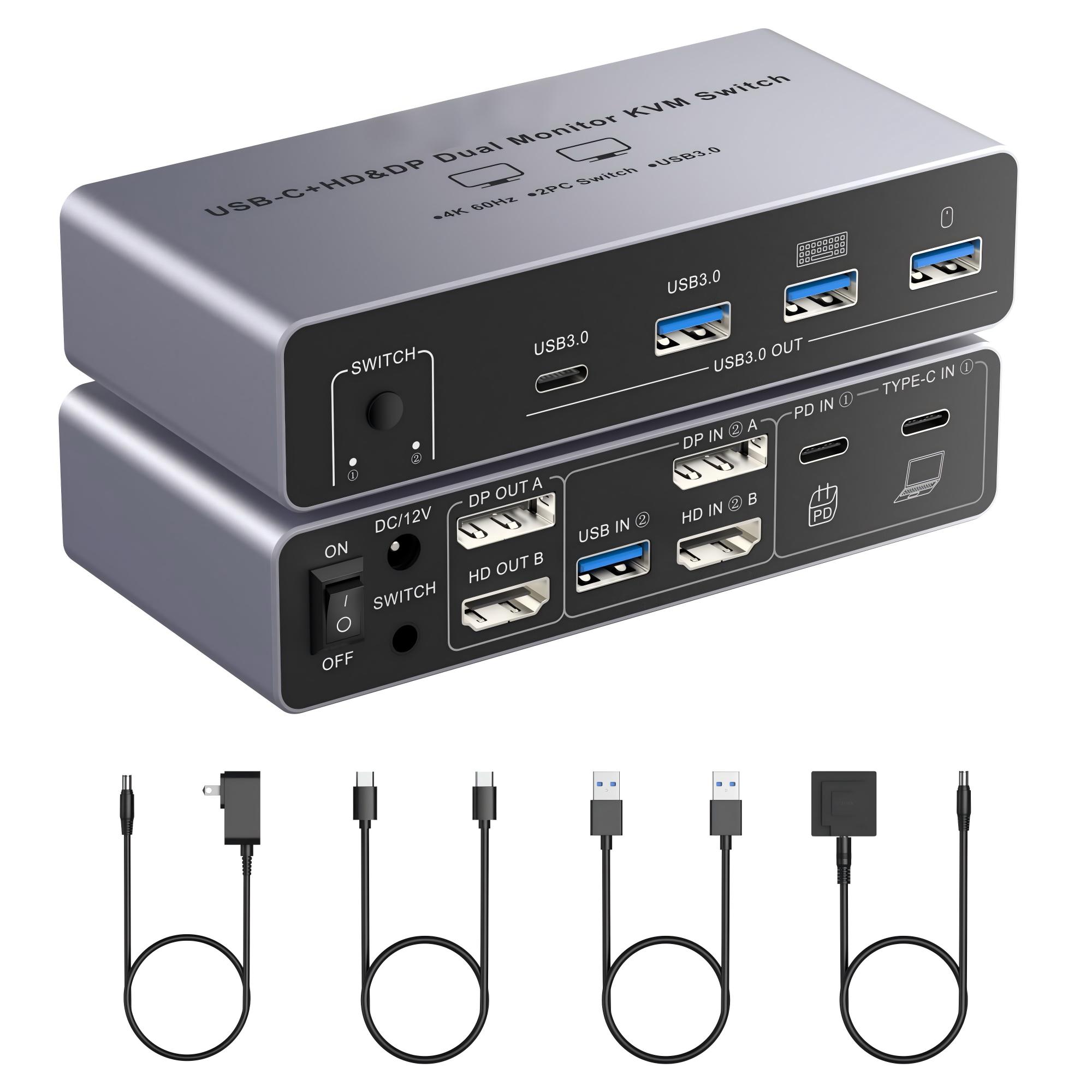 Dual Monitor Desk Setup - Commutateur KVM HDM DP 2 moniteurs