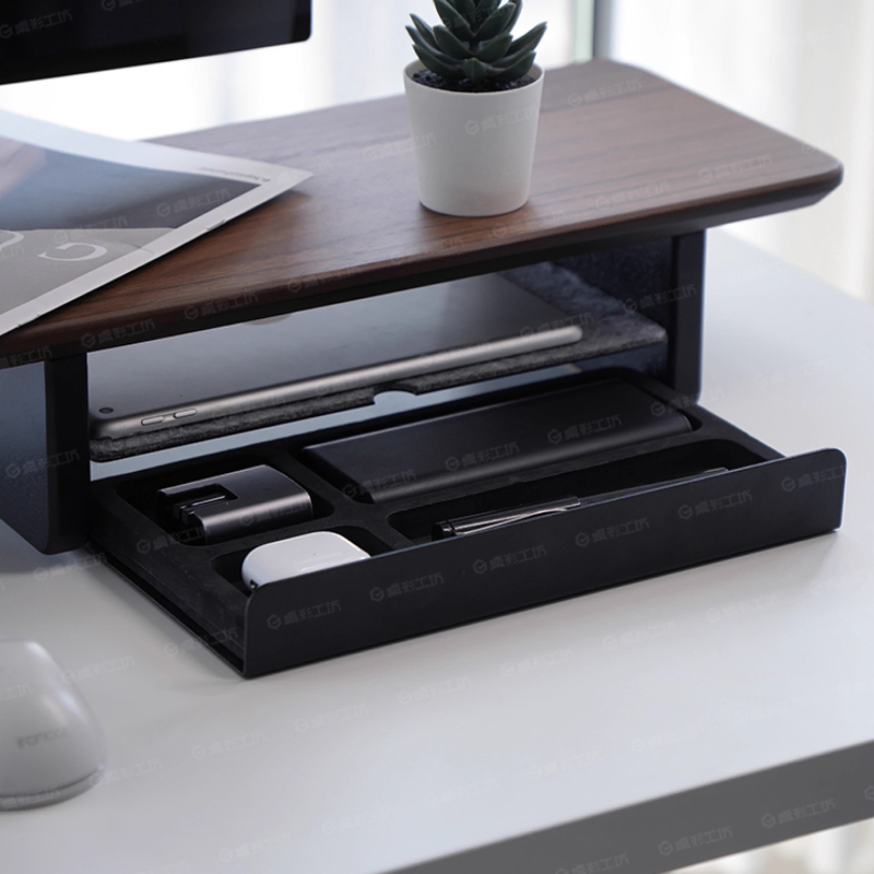 Desk Setup Organizer - Support de moniteur, tiroirs de rangement,