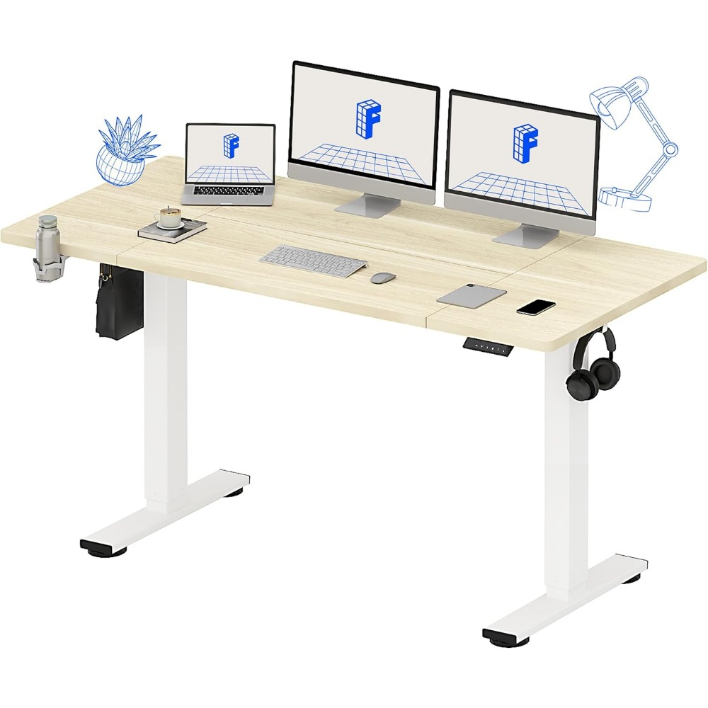 Desk Setup Office - FLEXISPOT Bureau debout électrique 63x32 pouces,