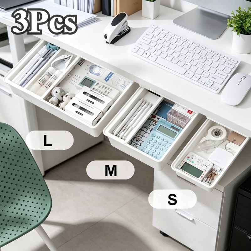 Desk Setup Organizer - Boîte de rangement dissimulée, tiroir de