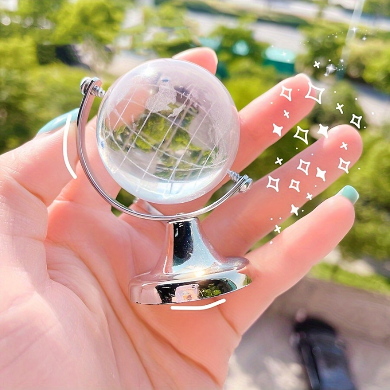 Desk Setup Home - Mini globe terrestre en cristal transparent
