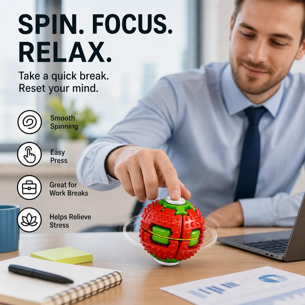 Desk Setup Gear - Balle anti-stress portable à rotation, jouet