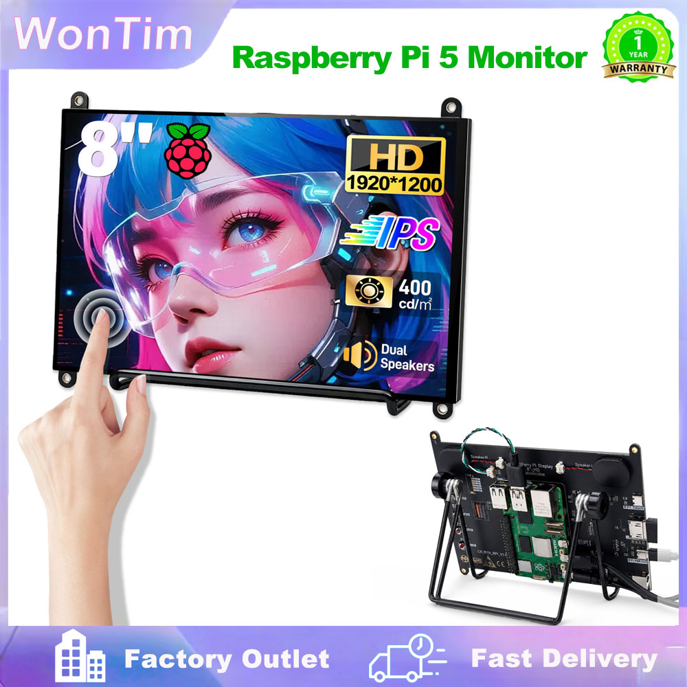 Dual Monitor Desk Setup - Moniteur tactile WonTim 8' pour Raspberry