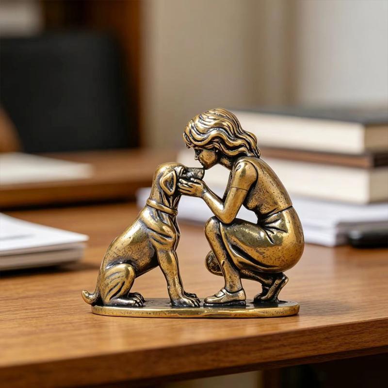 Desk Setup Retro - Figurine de chien en laiton pour