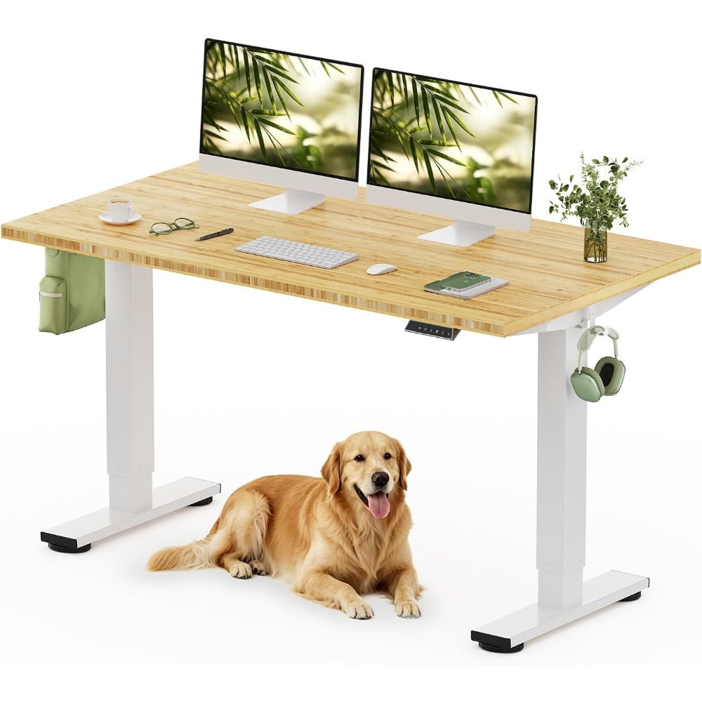 Desk Setup Office - FLEXISPOT Bureau debout en bambou massif