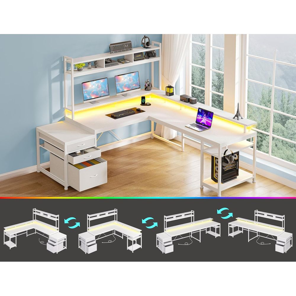 Bureau en L de 104 pouces pour - Dual Monitor Desk Setup avis et prix