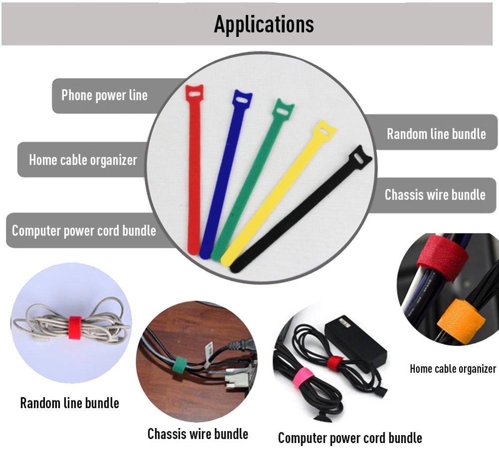50pcs 12*150-300mm T-type Velc - Cable Velcro Strap avis et prix
