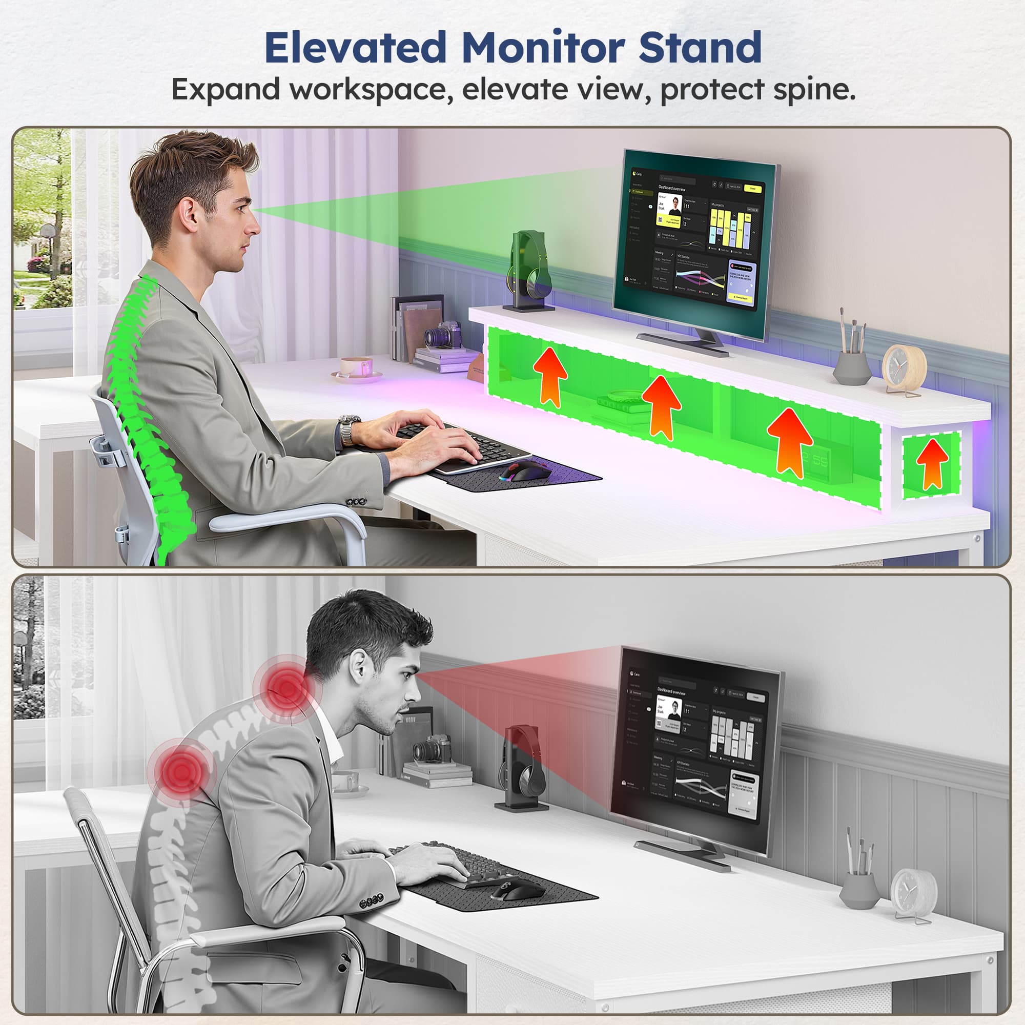 EnHomee Bureau de jeu en forme - Dual Monitor Desk Setup avis et prix